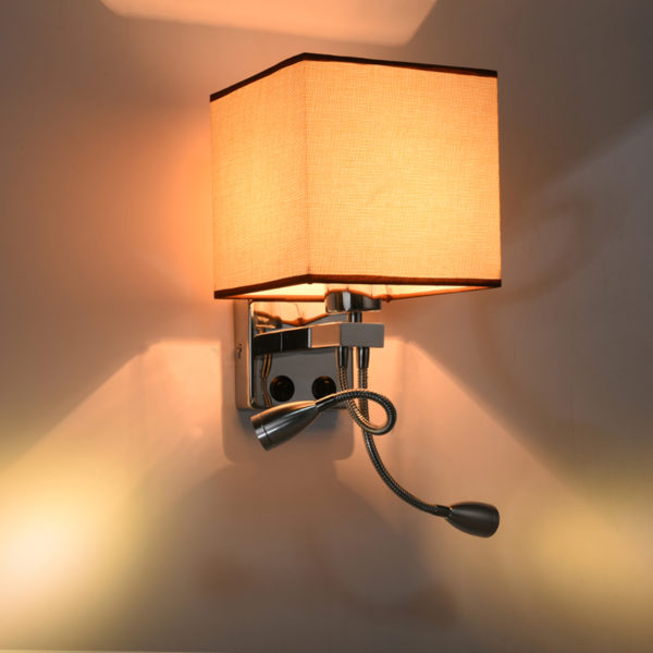 Contemporary Wall Lamp Sconce with Fabric Lampshade